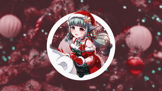 絵、クリスマス、アニメの女の子のpiture、 HDデスクトップの壁紙 HD wallpaper