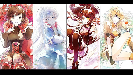 anime, RWBY, Ruby Rose (character), Weiss Schnee, Blake Belladonna, Yang Xiao Long, HD wallpaper HD wallpaper