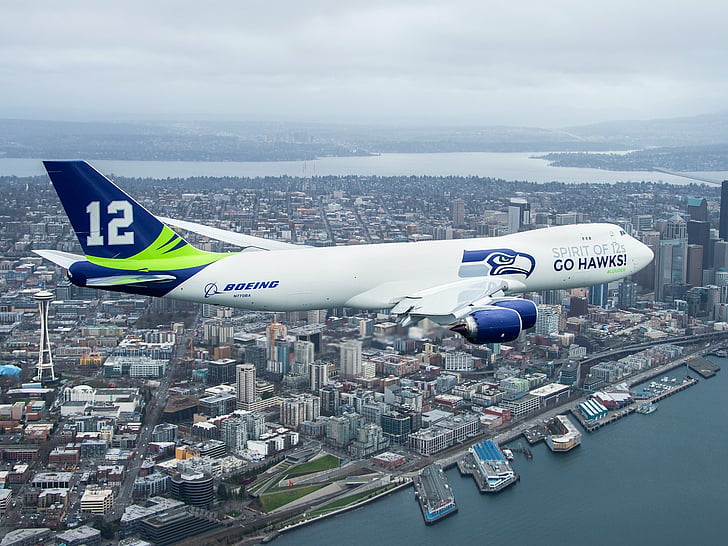 airliner, airplane, football, nfl, seahawks, seattle, HD wallpaper