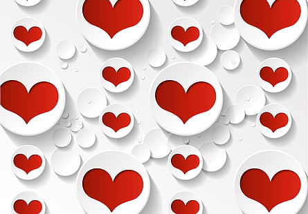 Ilustración de corazones rojos y blancos, corazón, amor, romántico, día de San Valentín, Fondo de pantalla HD HD wallpaper