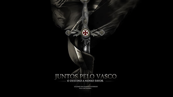 Vasco da Gama, Vasco , black, sports, soccer, soccer clubs, cross, sword, HD wallpaper HD wallpaper