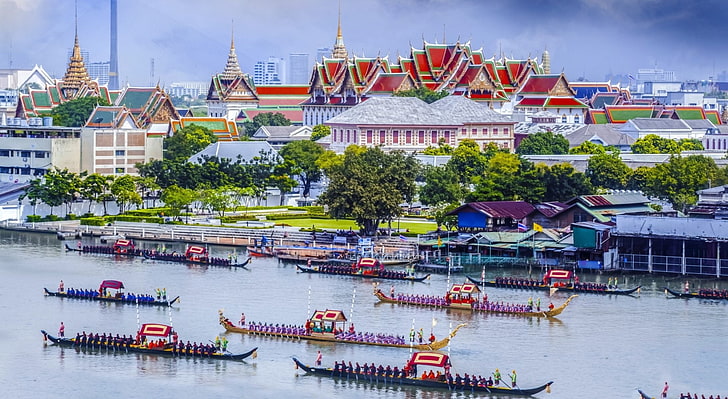 Дворци, Grand Palace, Банкок, Тайланд, HD тапет