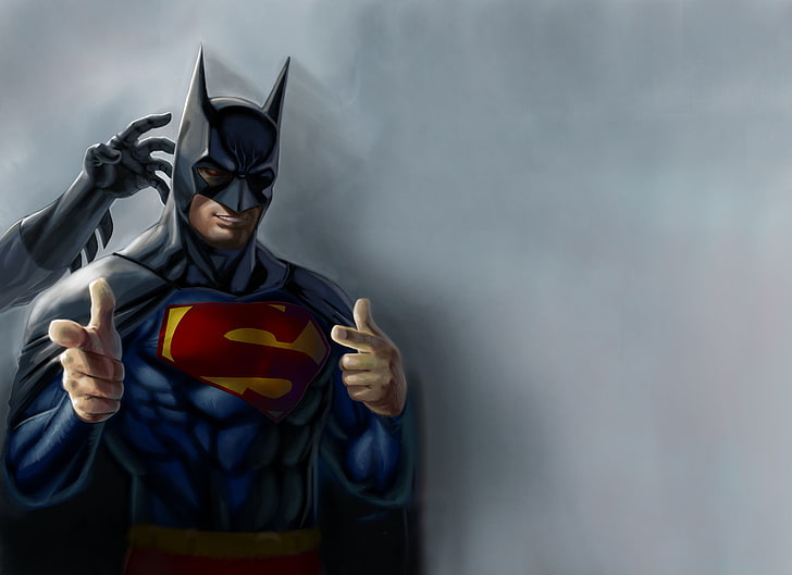 Batman-Illustration, Supermann, Batman, Grafik, HD-Hintergrundbild