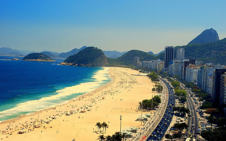 пляж, бразилия, копакабана, рио де жанейро, HD обои