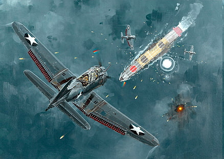 Втората световна война McDonnell Douglas безстрашно гмуркане бомбардировач Тихия военен самолет самолет военни, HD тапет HD wallpaper