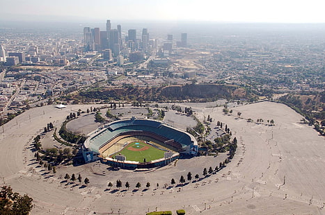 бейсбольный стадион, бейсбол, лос-анджелес, лос-анджелес доджерс, стадион, бейсбол высшей лиги, HD обои HD wallpaper