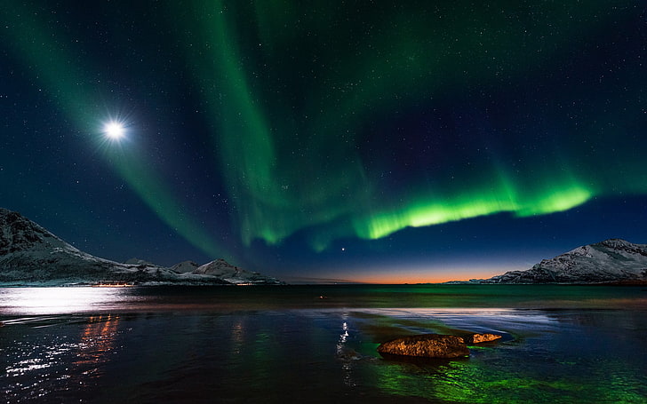 Norrsken, aurorae, natur, landskap, aurora borealis, HD tapet