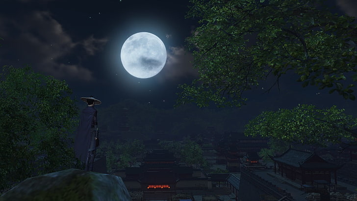 white full moon, WuXia, China, video games, HD wallpaper