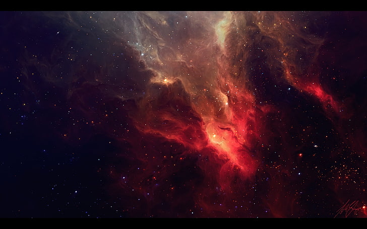 Bimasakti pusat galaksi, ruang angkasa, nebula, TylerCreatesWorlds, Wallpaper HD