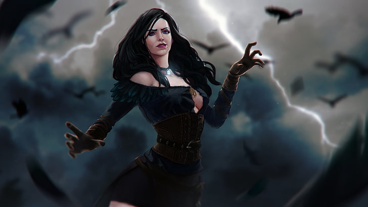 Mujer con vestido marrón ilustración, Yennefer de Vengerberg, The Witcher 3: Wild Hunt, The Witcher, personas, Fondo de pantalla HD