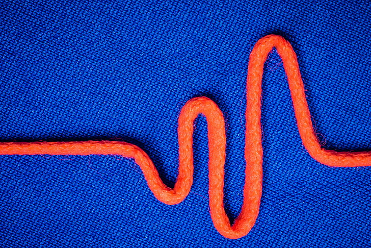 orange rope on top of blue textile, orange, Orange, rope, on top, textile, blue  impulse, macro, shoelace, blue, jeans, clothing, denim, material, backgrounds, fashion, HD wallpaper