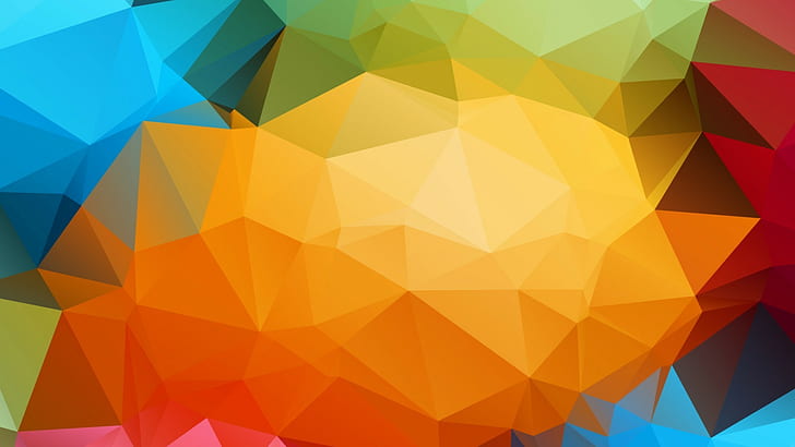 segitiga berwarna-warni abstrak seni digital poli rendah, Wallpaper HD