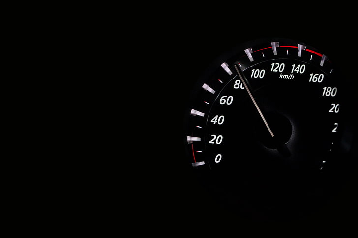 speedometer kendaraan analog hitam, speedometer, kecepatan, angka, kegelapan, Wallpaper HD
