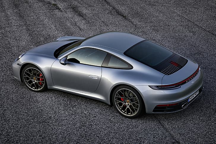 асфалт, фон, купе, 911, Porsche, отстрани, Carrera 4S, 992, 2019, HD тапет