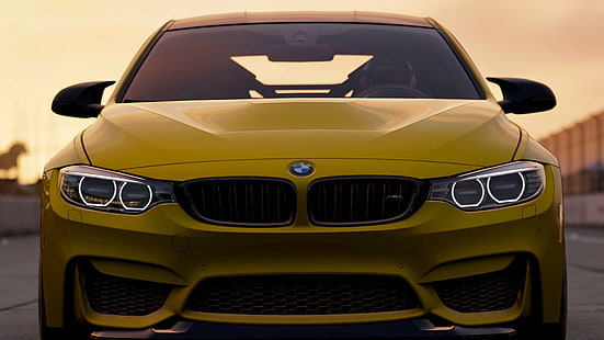 BMW, BMW M4, BMW M4 GTS, yellow cars, car, vehicle, HD wallpaper HD wallpaper