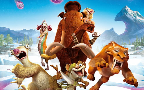 Ice Age, Ice Age: Collision Course, Brooke (Ice Age), Buck (Ice Age), Crash (Ice Age), Diego (Ice Age), Eddie (Ice Age), Manny (Ice Age), Shangri Llama (Ice Age), Sid (Ice Age), HD wallpaper HD wallpaper