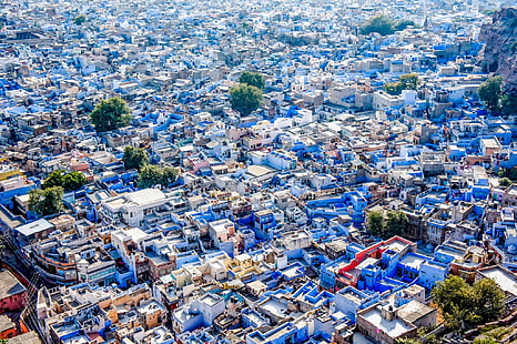 Indien, Jodhpur, Blå stad, Den blå staden, HD tapet HD wallpaper