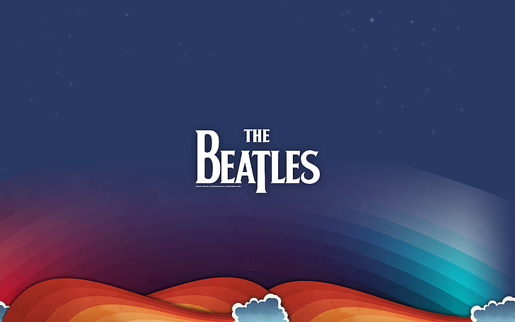 Logo The Beatles, rock, the, The Beatles, beatles, musisi, Ringo Starrhard, George Harrison, Paul McCartney, John Lennon, cloud, Wallpaper HD