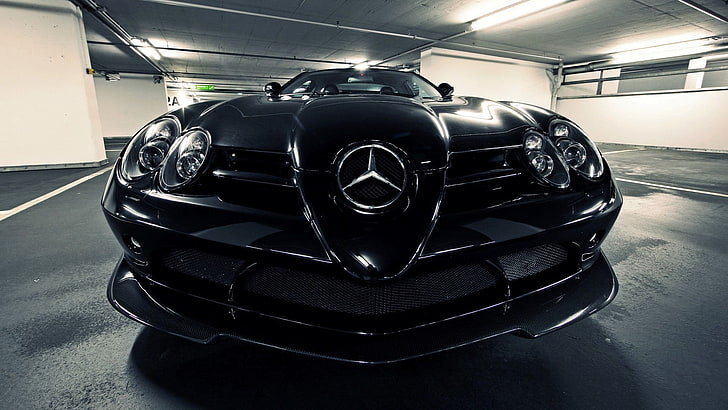 czarny Mercedes-Benz sedan, Mercedes-Benz, supersamochody, samochód, Tapety HD