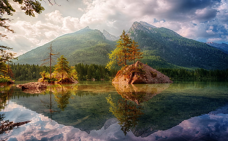 Berchtesgaden National Park, Bavaria,..., body of water, Europe, Germany, Travel, Nature, Landscape, Scenery, Trees, Lake, Water, Photography, Alpine, Reflection, Wilderness, bavaria, Coniferous, Berchtesgaden, Mirroring, nationalpark, clearwater, hintersee, mountainlake, ramsau, HD wallpaper