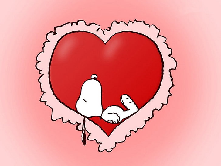 Beagle Cartoons Snoopy in Heart Entertainment Inne Sztuka HD, Miłość, RÓŻOWY, serce, Kreskówki, Beagle, Orzeszki ziemne, Tapety HD
