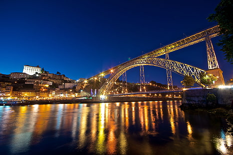 langit, refleksi, cermin, Portugal, Porto, Vila Nova de Gaia, Sungai Douro, Ponte de don Luis, jembatan Dom Luis I, Wallpaper HD HD wallpaper