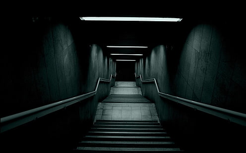 gray concrete stairs illustration, dark, Another, stairs, building, HD wallpaper HD wallpaper
