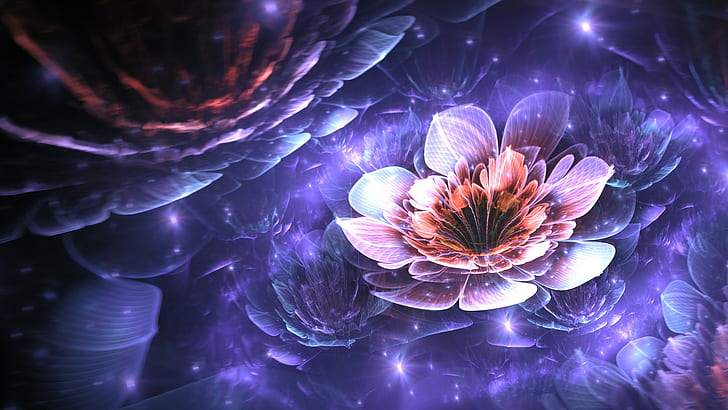ศิลปะดิจิตอล Apophysis เศษส่วนดอกไม้เศษส่วนดอกไม้ 3D นามธรรม, วอลล์เปเปอร์ HD