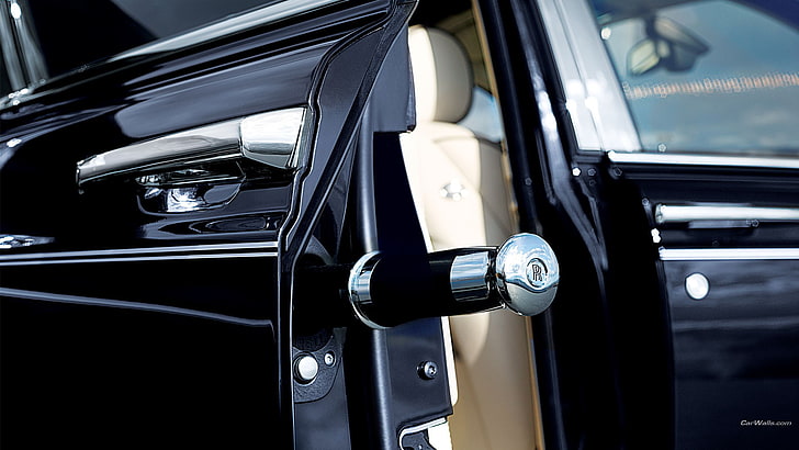 czarne drzwi samochodu, samochód, Rolls-Royce Phantom, Tapety HD