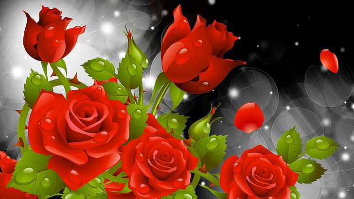 Selamat pagi, gambar, dengan, merah, Bunga, bunga, 1920x1080, Wallpaper HD