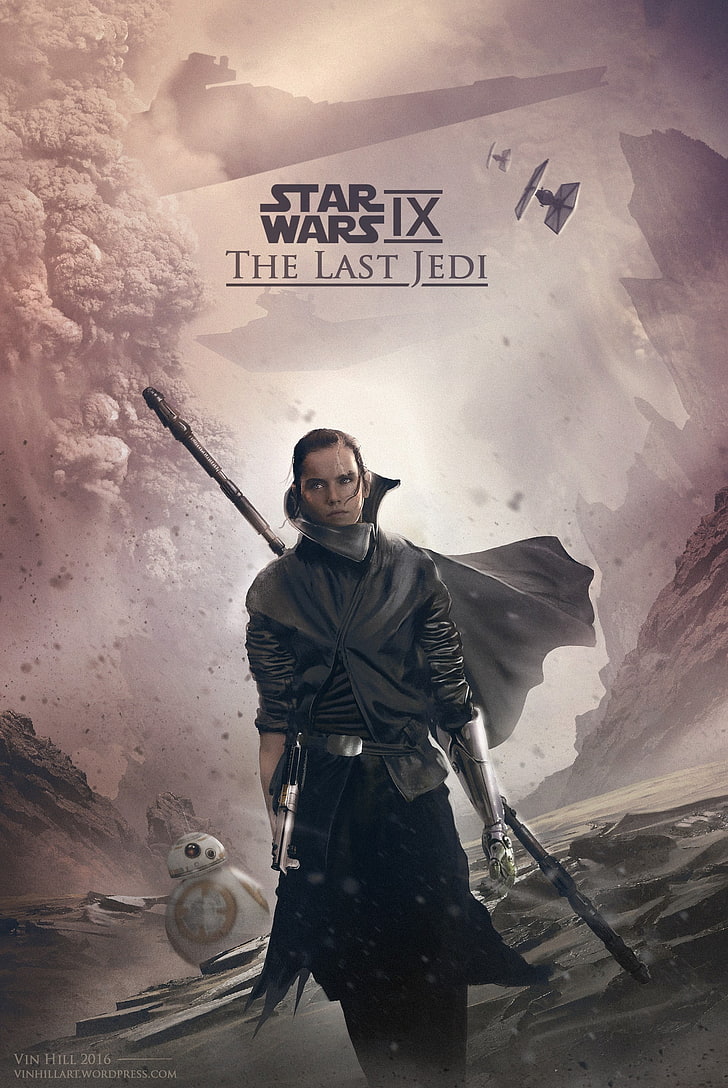 Star Wars, Rey (from Star Wars), fan art, Star Wars: The Last Jedi, HD wallpaper