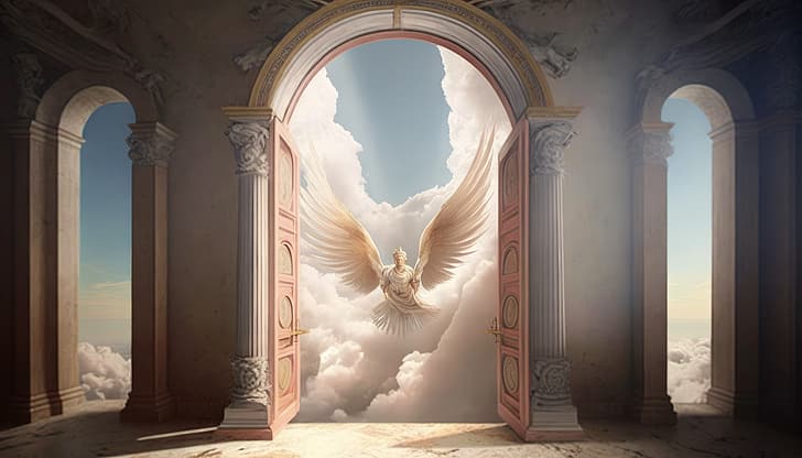 AI art, Heaven and Hell, clouds, angel, HD wallpaper