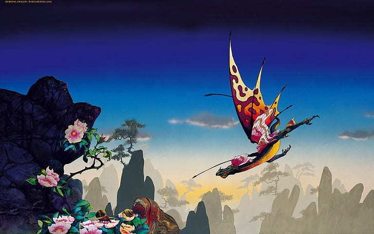 dragon, fantasy art, Roger Dean, HD wallpaper