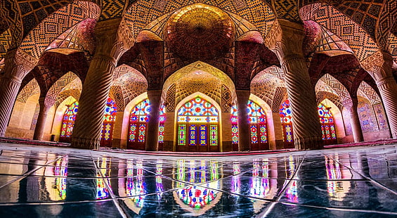 Meczet Nasir al-Mulk, architektura, wnętrze, iran, meczet, nasiralmulk, pinkmosque, Tapety HD HD wallpaper