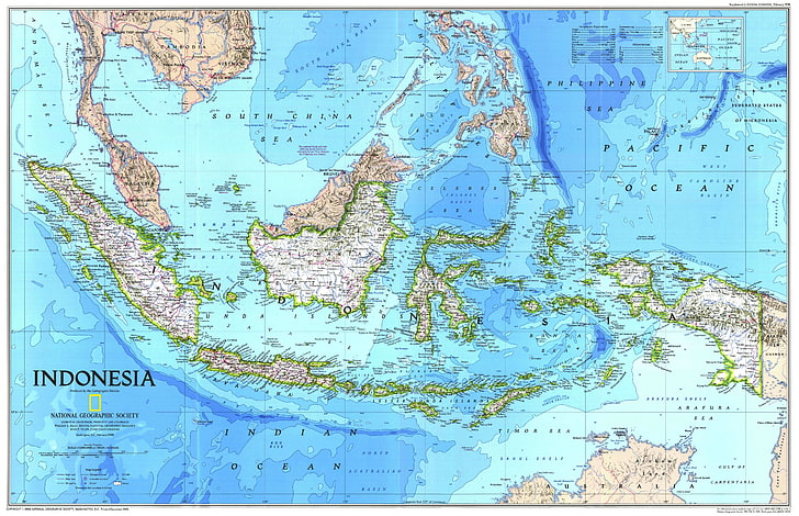 インドネシア地図、インドネシア、地図、ナショナルジオグラフィック、 HDデスクトップの壁紙