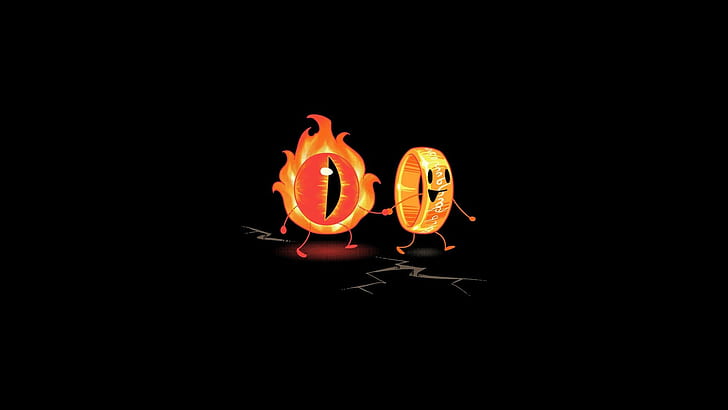 the lord of the rings the eye of sauron minimalism rings black humor, HD wallpaper