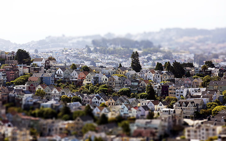 San Francisco, tilt-shift, Noe Valley, HD wallpaper
