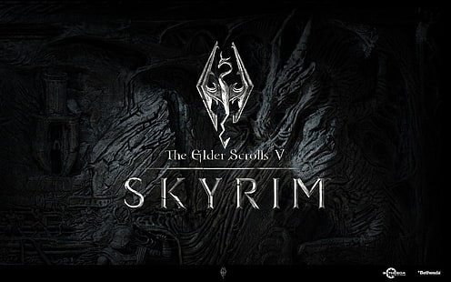 Тапетът The Elder Scrolls V Skyrim, старите свитъци, дракон, знак, изкуство, HD тапет HD wallpaper
