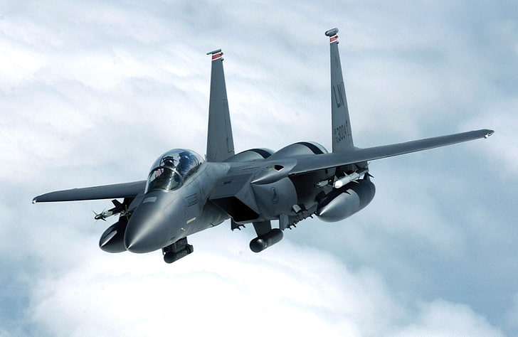 jet da combattimento nero, aereo, jet, F-15 Eagle, aereo militare, militare, Sfondo HD