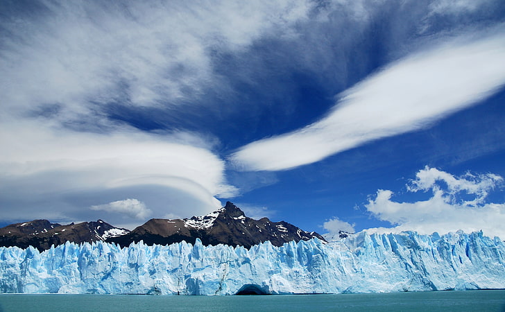 Gletscher Perito Moreno, schwarze Bergkette, Südamerika, Argentinien, Perito, Moreno, Gletscher, Gletscher Perito Moreno, HD-Hintergrundbild