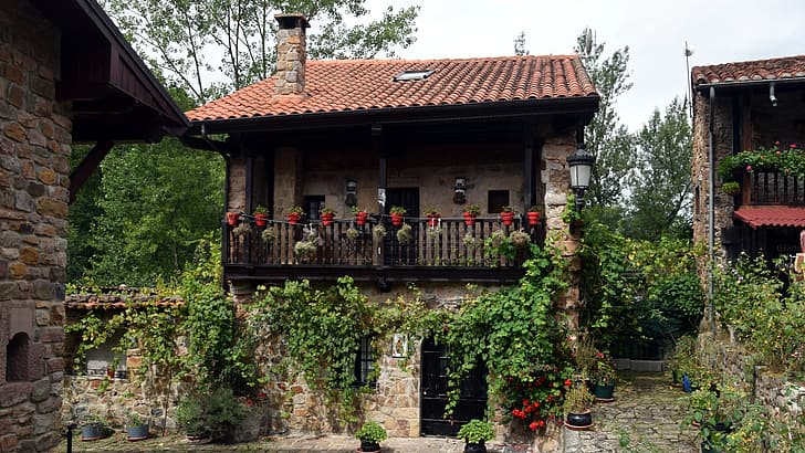 köy, Cantabria, İspanya, Barcena Mayor, HD masaüstü duvar kağıdı