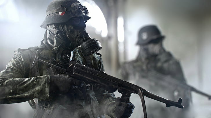 Battlefield V, MP 40, masker gas, Perang Dunia II, Nazi, Wallpaper HD