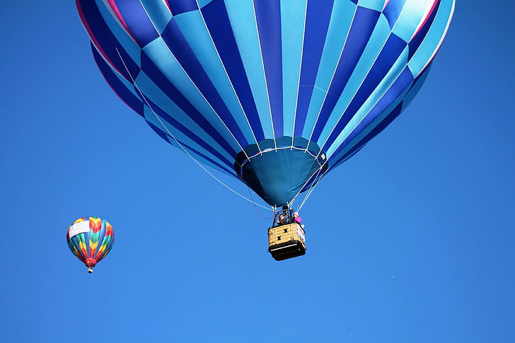 activity, adventure, aerial, blue sky, bright, colorful, colors, flight, fly, flying, hot air balloon, low angle shot, outdoors, ride, sky, soar, tourist, travel, HD wallpaper