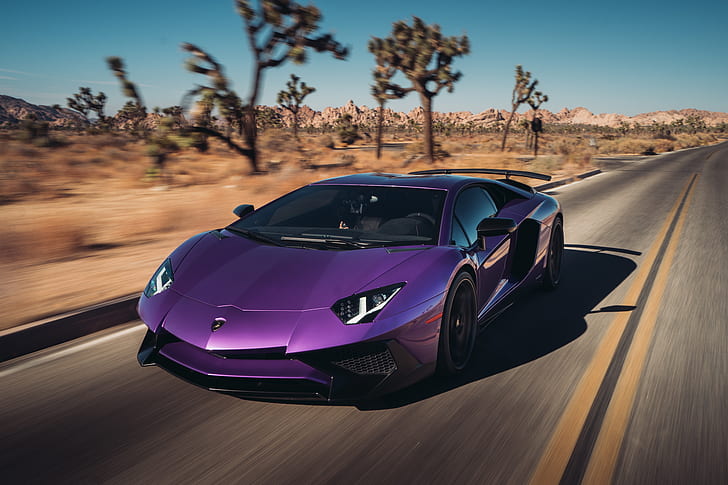 Lamborghini Aventador SuperVeloce Coupe, 5K, Purple, HD wallpaper