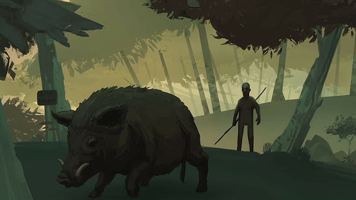 ilustraciones animales jabalíes cerdos prehistóricos, Fondo de pantalla HD