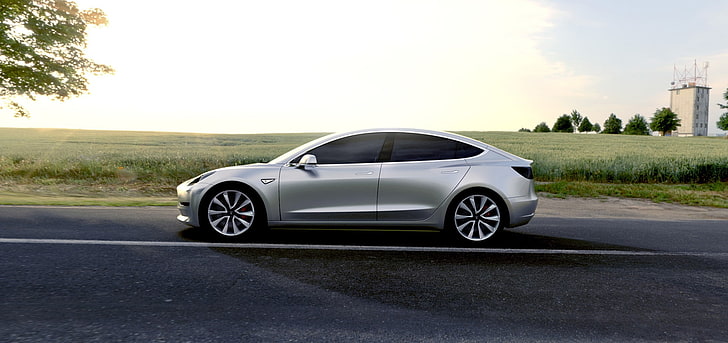Tesla Motors, Modelo 3, coche eléctrico, Fondo de pantalla HD