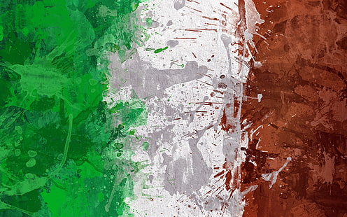 Italy, flag, green, white, red, painting, artwork, HD wallpaper HD wallpaper