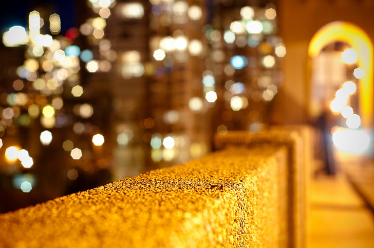 tilt shift lens photo of concrete wall during night time, Bokeh, Burrard, tilt shift lens, photo, concrete, wall, night time, AF, NIKKOR, f/1, 8D, st, bridge, lights, vectorial, elevation, defocused, night, abstract, illuminated, backgrounds, christmas, lighting Equipment, HD wallpaper