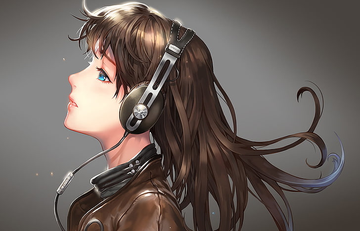 Female anime character wearing headphones wallpaper, girl, headphones,  profile, HD wallpaper | Wallpaperbetter