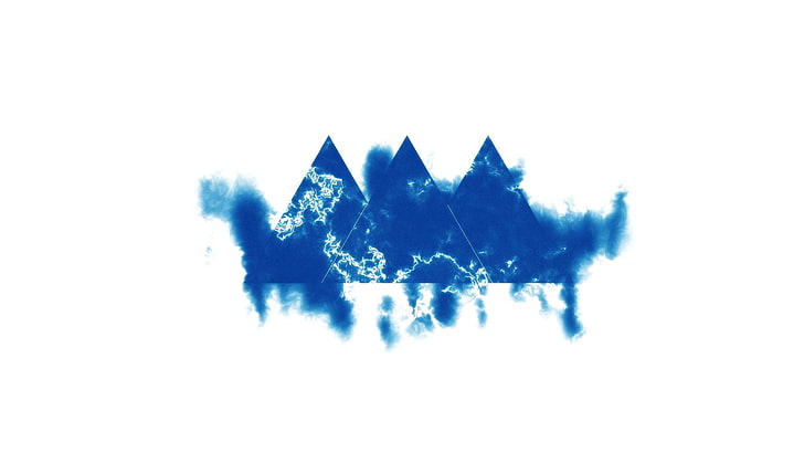 logo biru, segitiga, abstrak, seni digital, latar belakang sederhana, Wallpaper HD